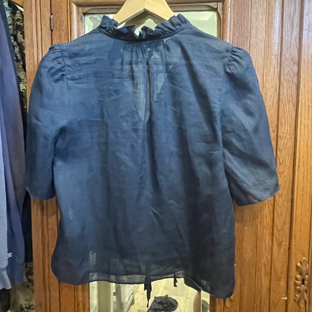 Frame Navy Linen blouse - Picture 2 of 3